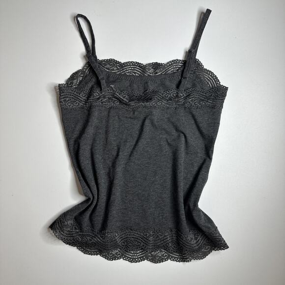 Ann Taylor Y2K Gray Lace Trim Cami Tank Top Petite S Soft Grunge Minimalist Core - Picture 4 of 10